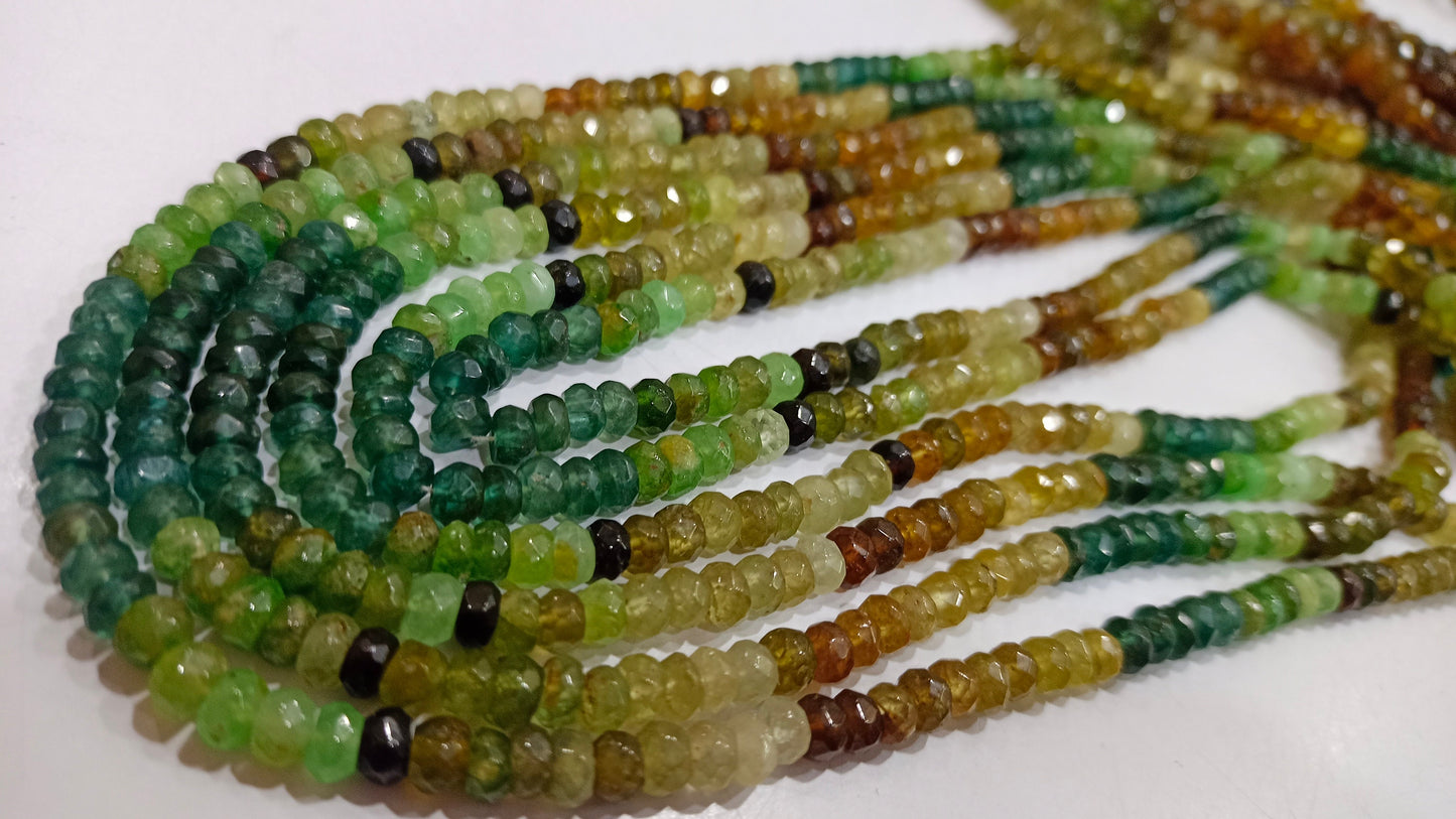 Natural Grossular Garnet Rondelle Faceted Beads 3 to 6mm Sold Per Strand 8 Inches Long Best quality Beads Choose Size