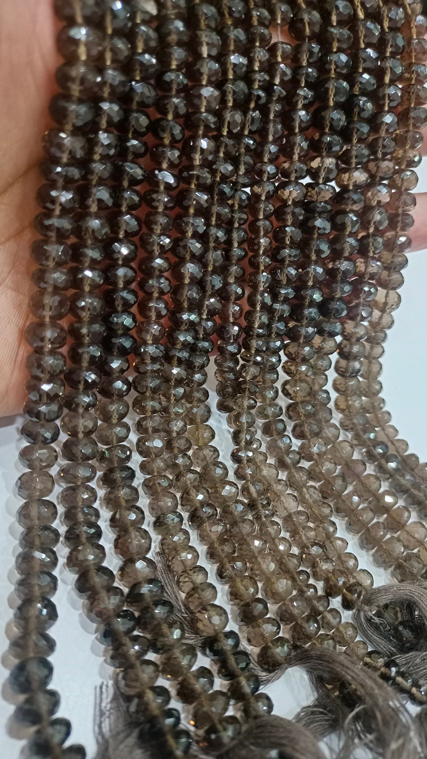 Natural Smoky Quartz Rondelle Faceted 8-9mm Beads Sold Per Strand 8 Inches Long Great Quality Beads