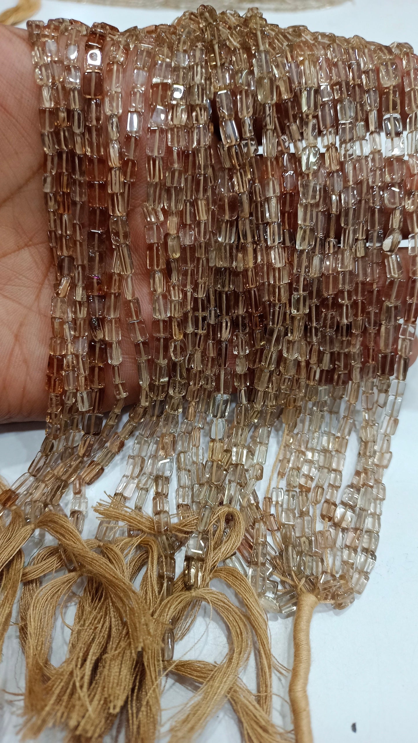 Natural Brown Topaz Plain Smooth Chiclets Beads, Size 3-4mm Imperial Brown Topaz Strand 13 Inches Long Brown Color Beads