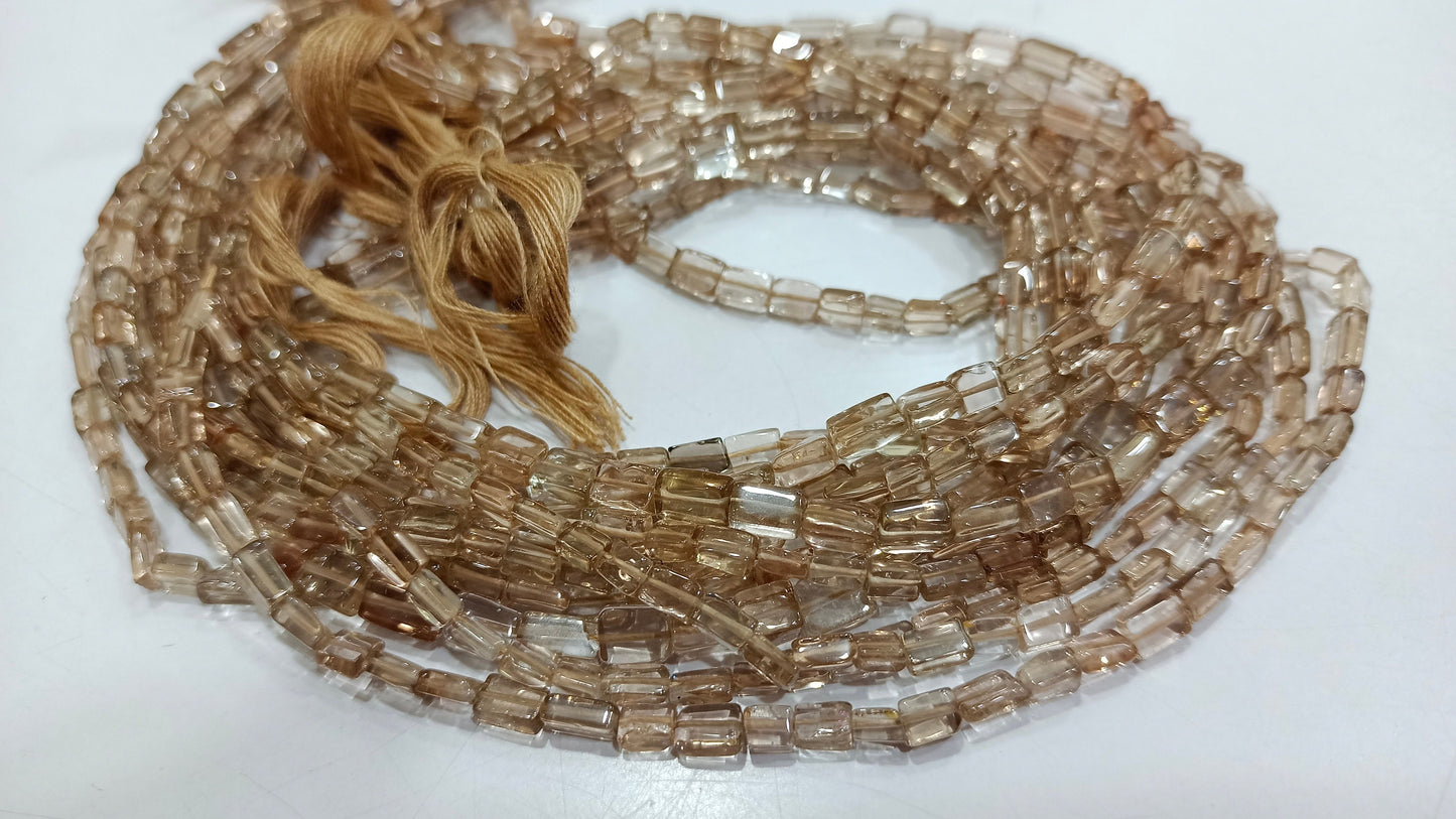Natural Brown Topaz Plain Smooth Chiclets Beads, Size 3-4mm Imperial Brown Topaz Strand 13 Inches Long Brown Color Beads