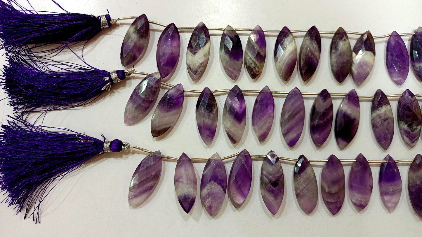 Natural Bio Amethyst Marquise Shape Briolette 11x25mm Gemstone Beads Sold per strand 8 inches long great Quality Beads
