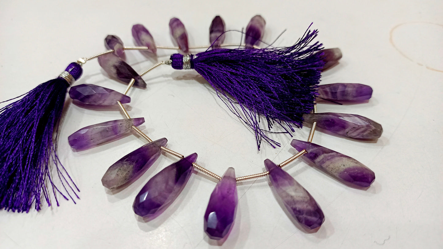 Natural Bio Amethyst Teardrop Shape Briolette 8x25mm Gemstone Beads Sold per strand 8 inches long great Quality Beads
