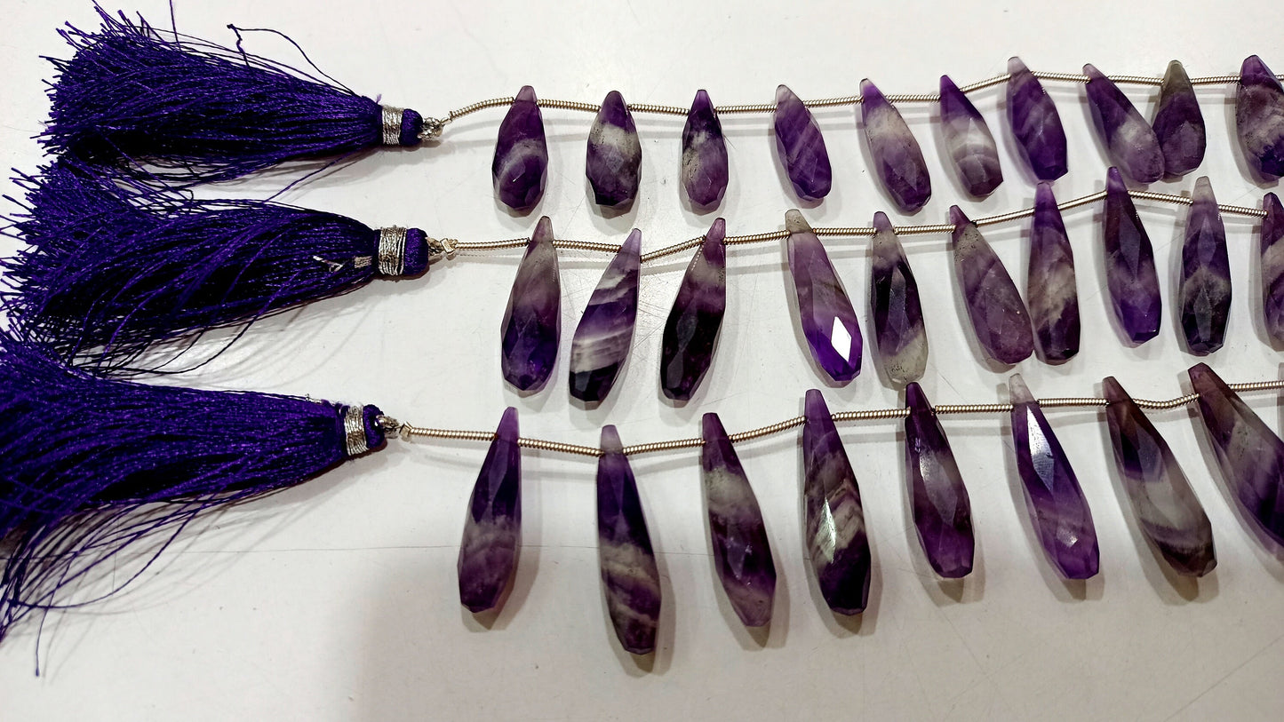 Natural Bio Amethyst Teardrop Shape Briolette 8x25mm Gemstone Beads Sold per strand 8 inches long great Quality Beads