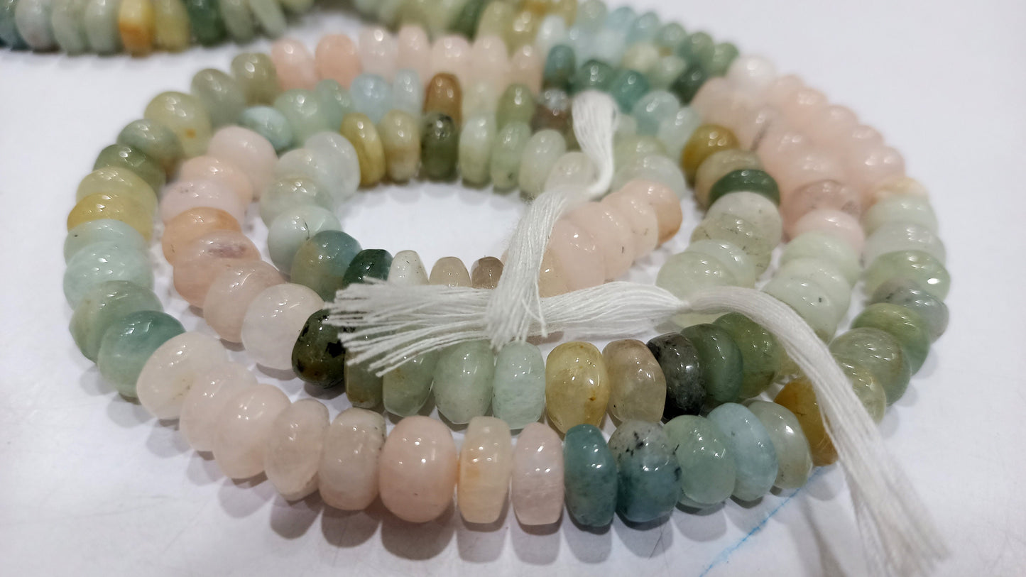 Natural Multi Aquamarine Rondelle Plain smooth 5 to 10mm Beads Sold per strand 7 inches long Choose the Size