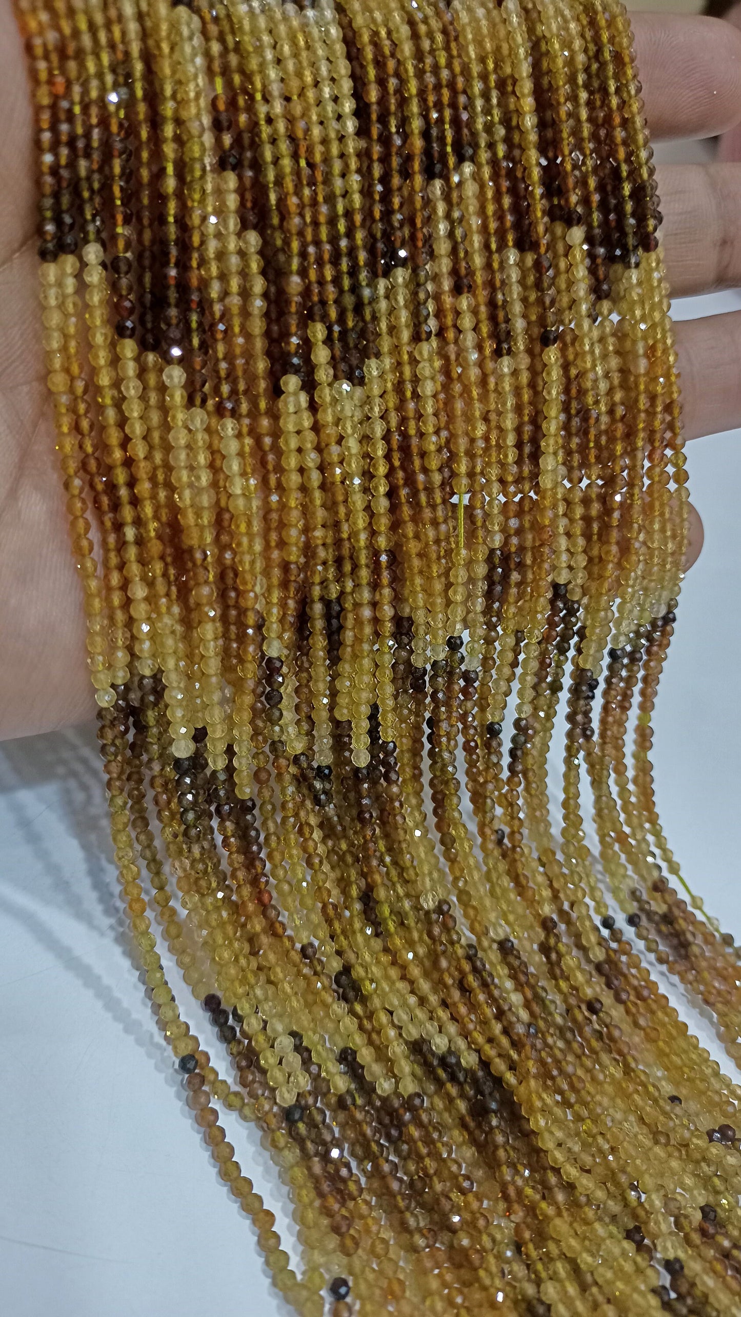 Natural Yellow tourmaline Round Faceted Shaded Color 2.5 mm Beads Sold Per Strand 13 inches Long