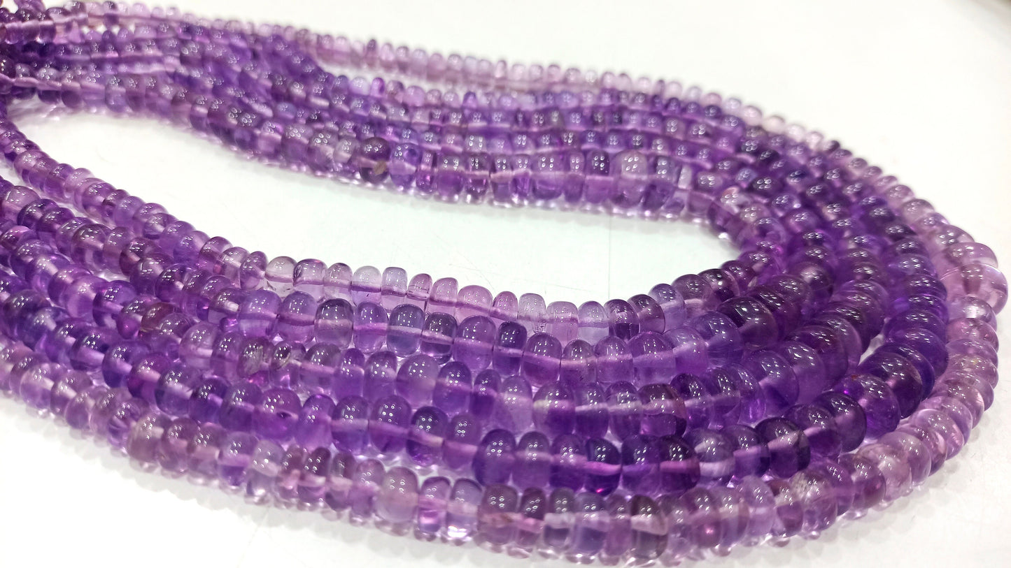 Natural Pink Amethyst Rondelle Plain Smooth 4 to 8mm Graduated Beads Sold Per Strand 8 Inches Long Top Quality Beads