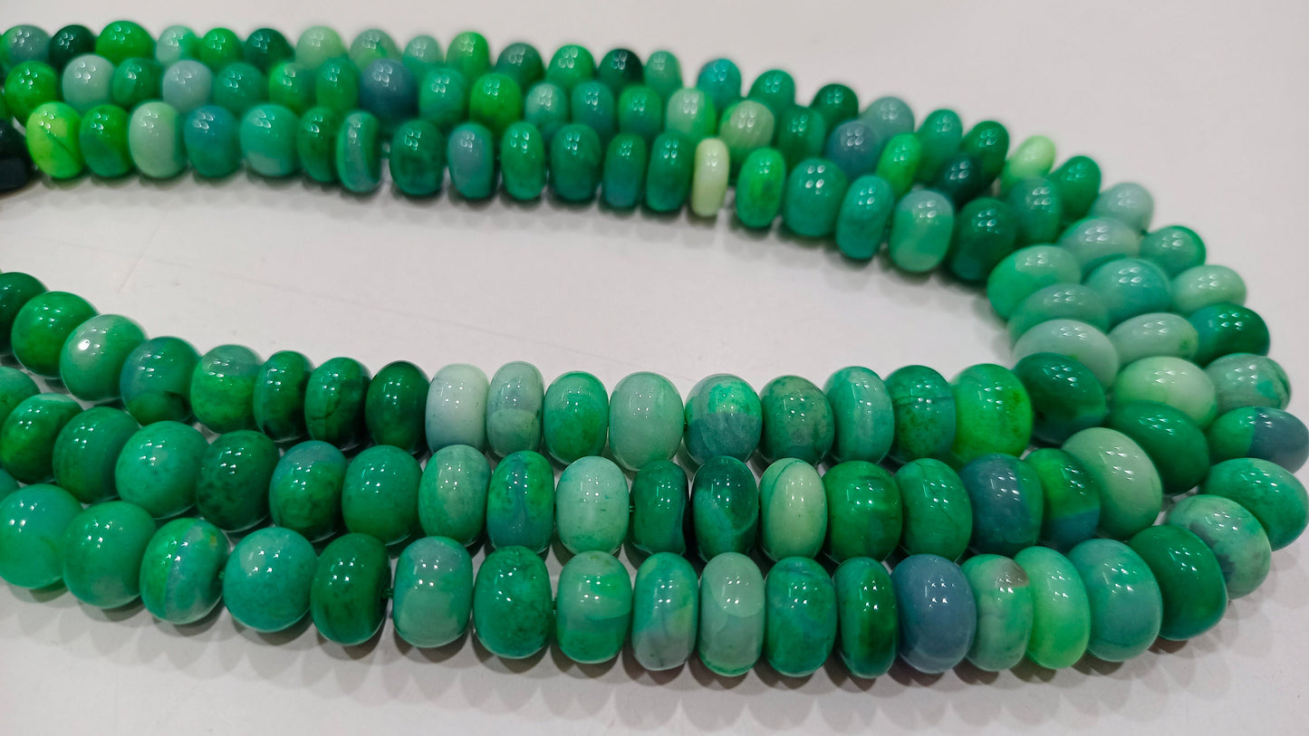 Green Opal Rondelle Plain Smooth 7 to 10mm Beads Sold per Strand 8 inches Long Great Quality Beads