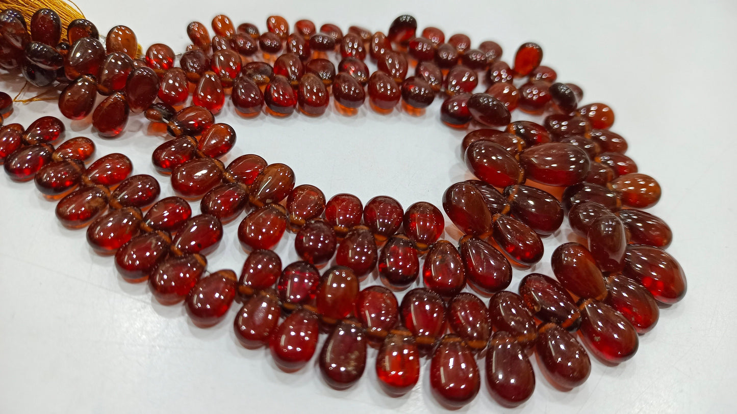 Natural Hessonite Garnet Birth Stone Pear heart Shape 4x6mm to 9x12mm Beads Sold Per strand 10 Inches Long