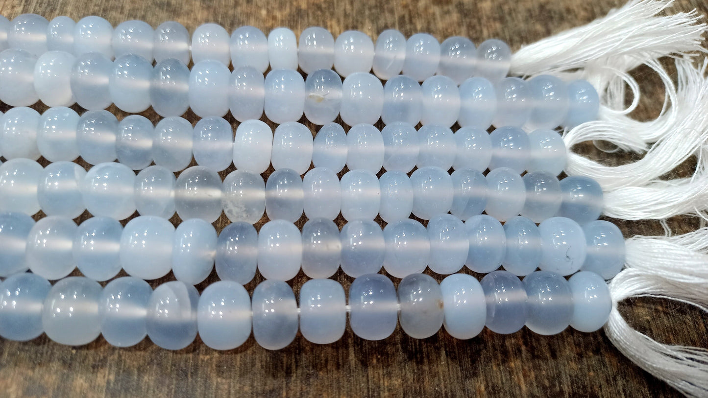 Natural Lavender chalcedony Rondelle Plain Smooth 9mm Beads sold Poer Strand 8 Inches Long Great Quality Beads