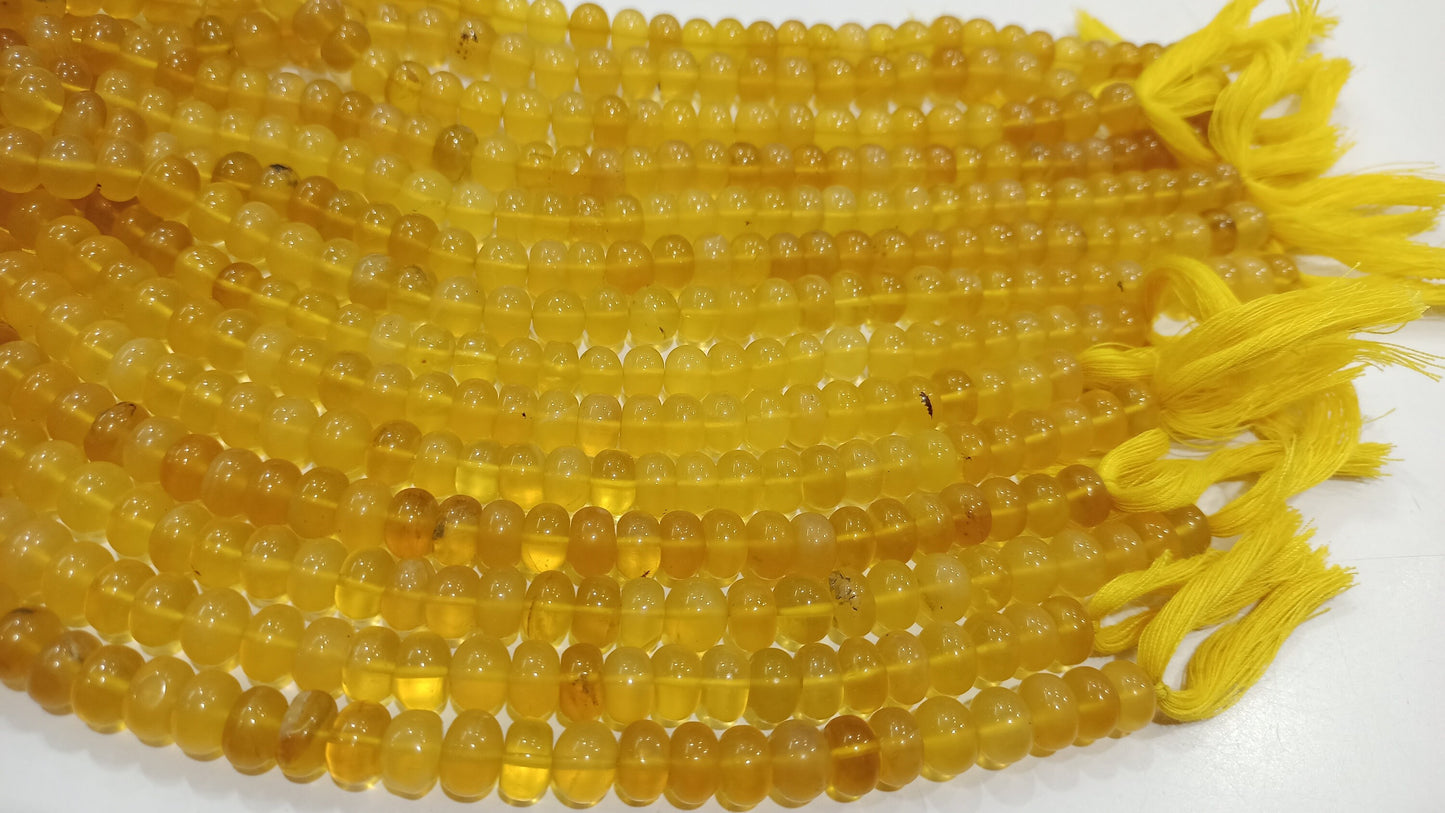Natural Yellow opal Rondelle Plain smooth 8mm Beads Sold per strand 8 inches long Great Quality Beads