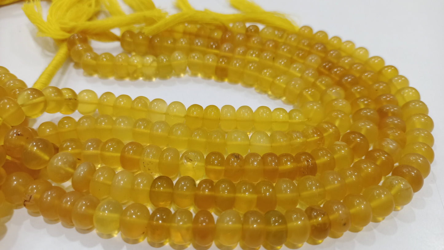 Natural Yellow opal Rondelle Plain smooth 8mm Beads Sold per strand 8 inches long Great Quality Beads