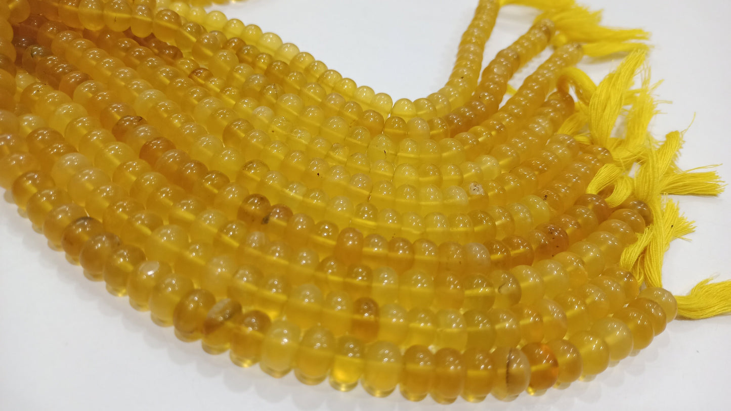 Natural Yellow opal Rondelle Plain smooth 8mm Beads Sold per strand 8 inches long Great Quality Beads