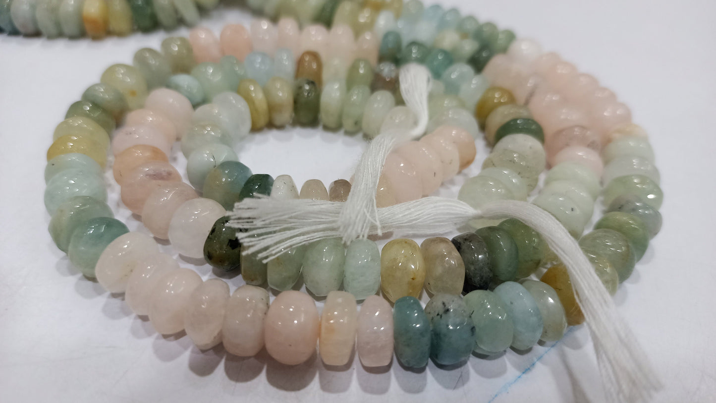 Natural Multi Aquamarine Rondelle Plain smooth 5 to 10mm Beads Sold per strand 7 inches long Choose the Size