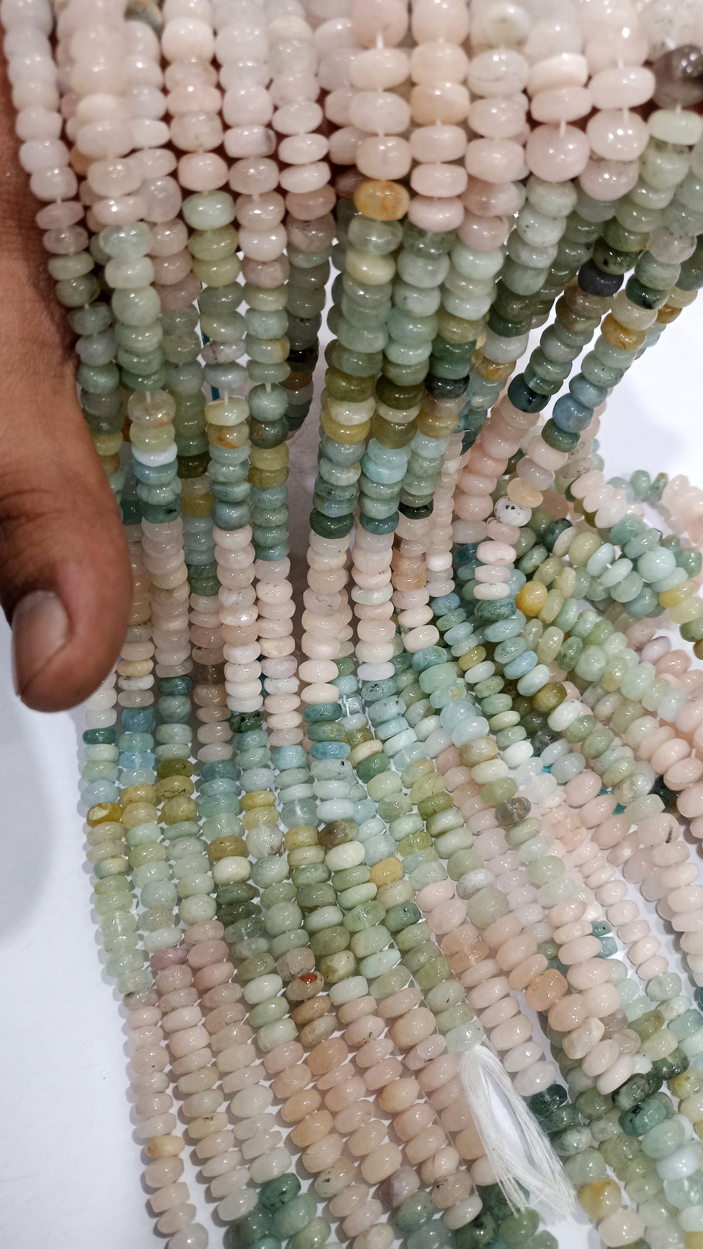 Natural Multi Aquamarine Rondelle Plain smooth 5 to 10mm Beads Sold per strand 7 inches long Choose the Size