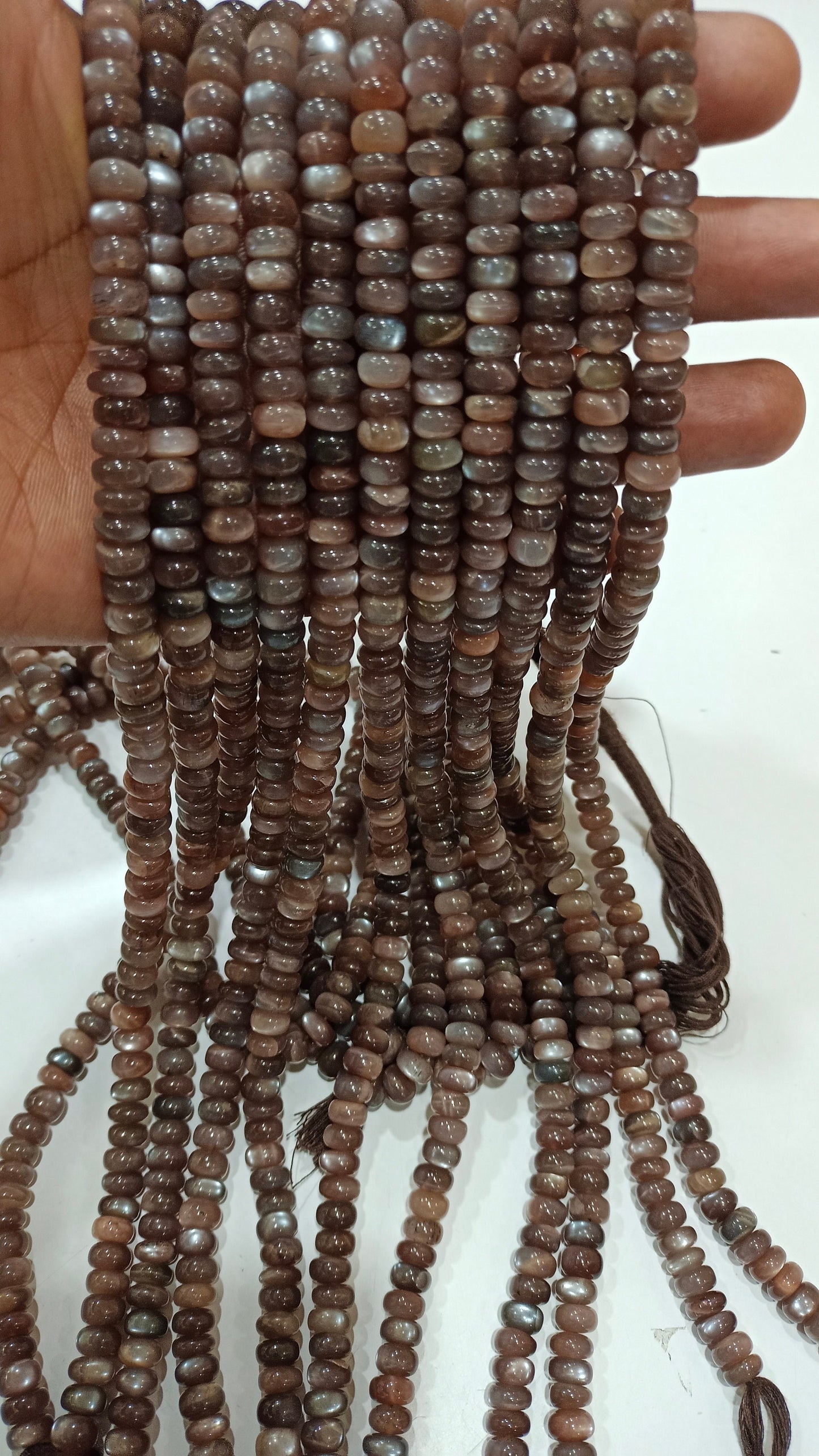 High Quality Natural Chocolate Moonstone Plain Smooth Rondelle Beads 8mm to 10mm Choose Size Brown color Beads 8 inches long Strand