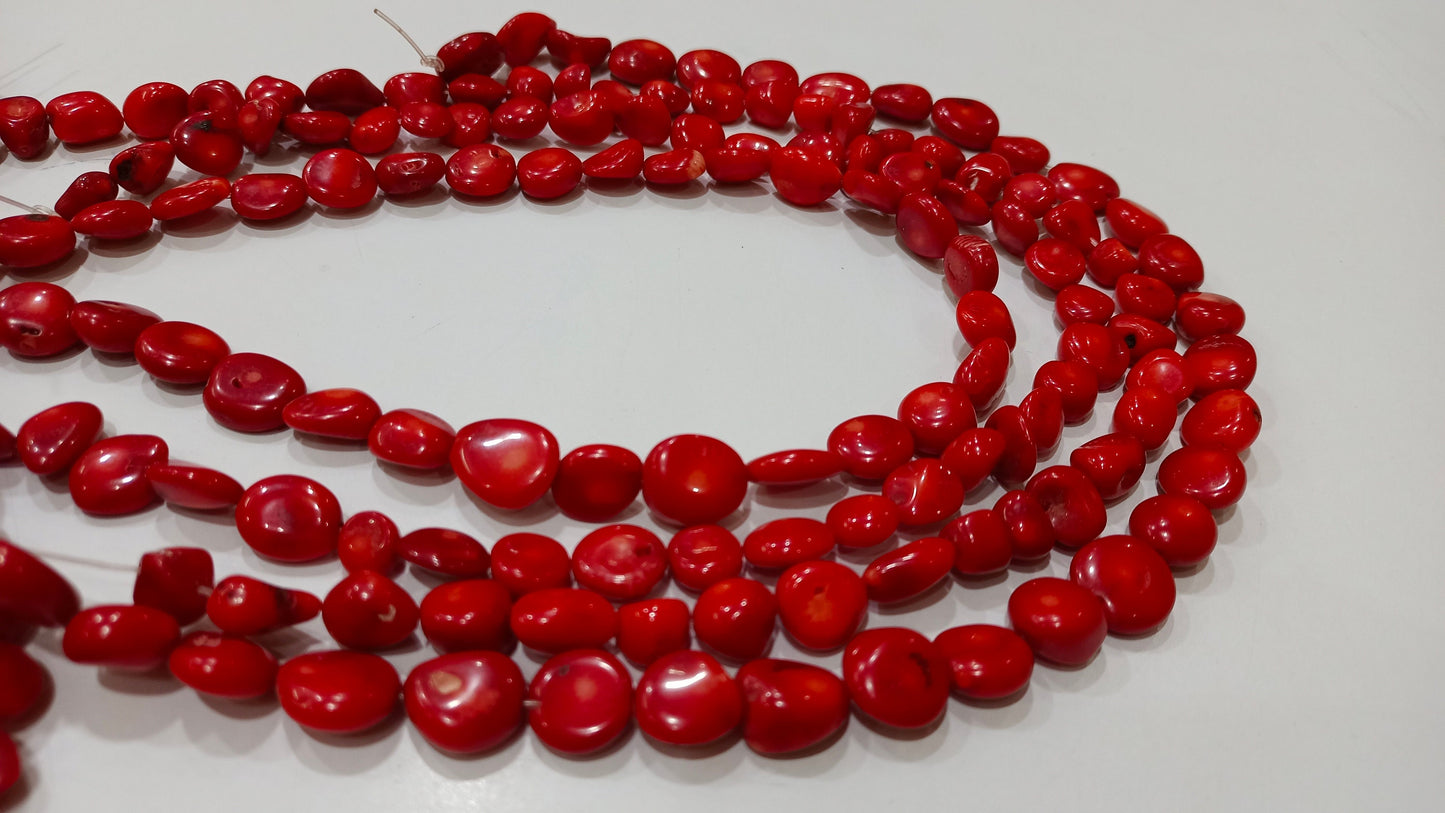 Beautiful Red Coral Beads Tumbled Shape Coral Beads Size 10 to 15mm Strand 16 inch long Italian Red Coral Beads Wholesale Price
