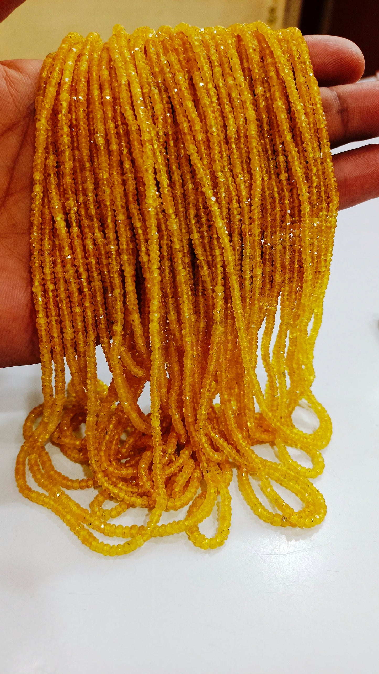 Natural Yellow Sapphire Rondelle Faceted 3mm Beads Songia Sapphire Sold per Strand 8 inches Long