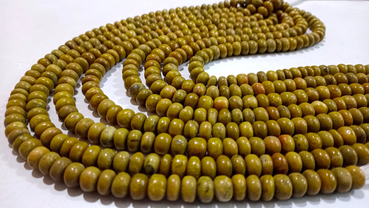 Natural Green Opal Gemstone Rondelle Plain Smooth 8mm Green Color Beads Strands 7 Inches Long Geart Quality Beads