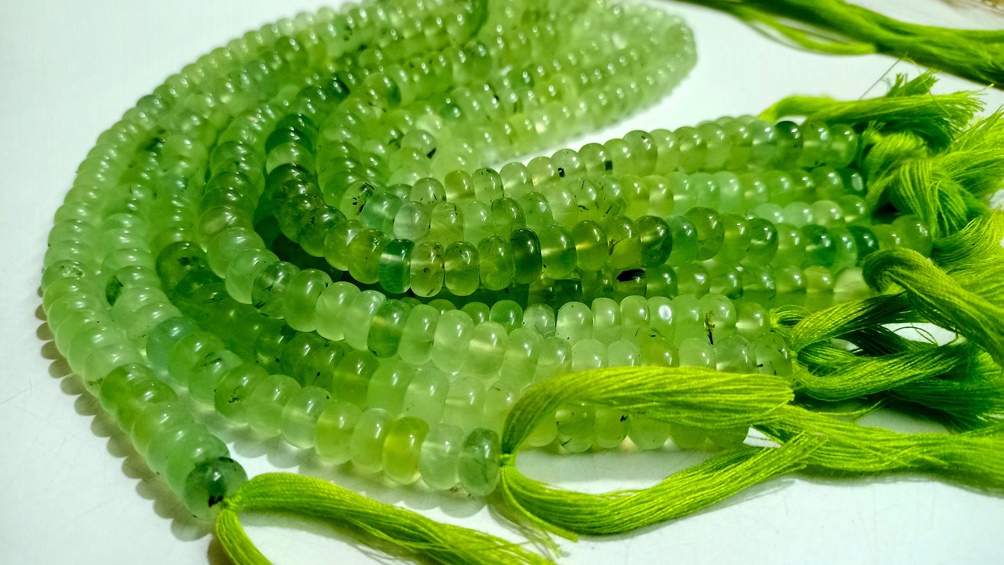 Natural Prehnite Gemstone Rondelle Plain Smooth 8mm Beads Sold per Strand 8 Inches long Great Quality Gemstone beads
