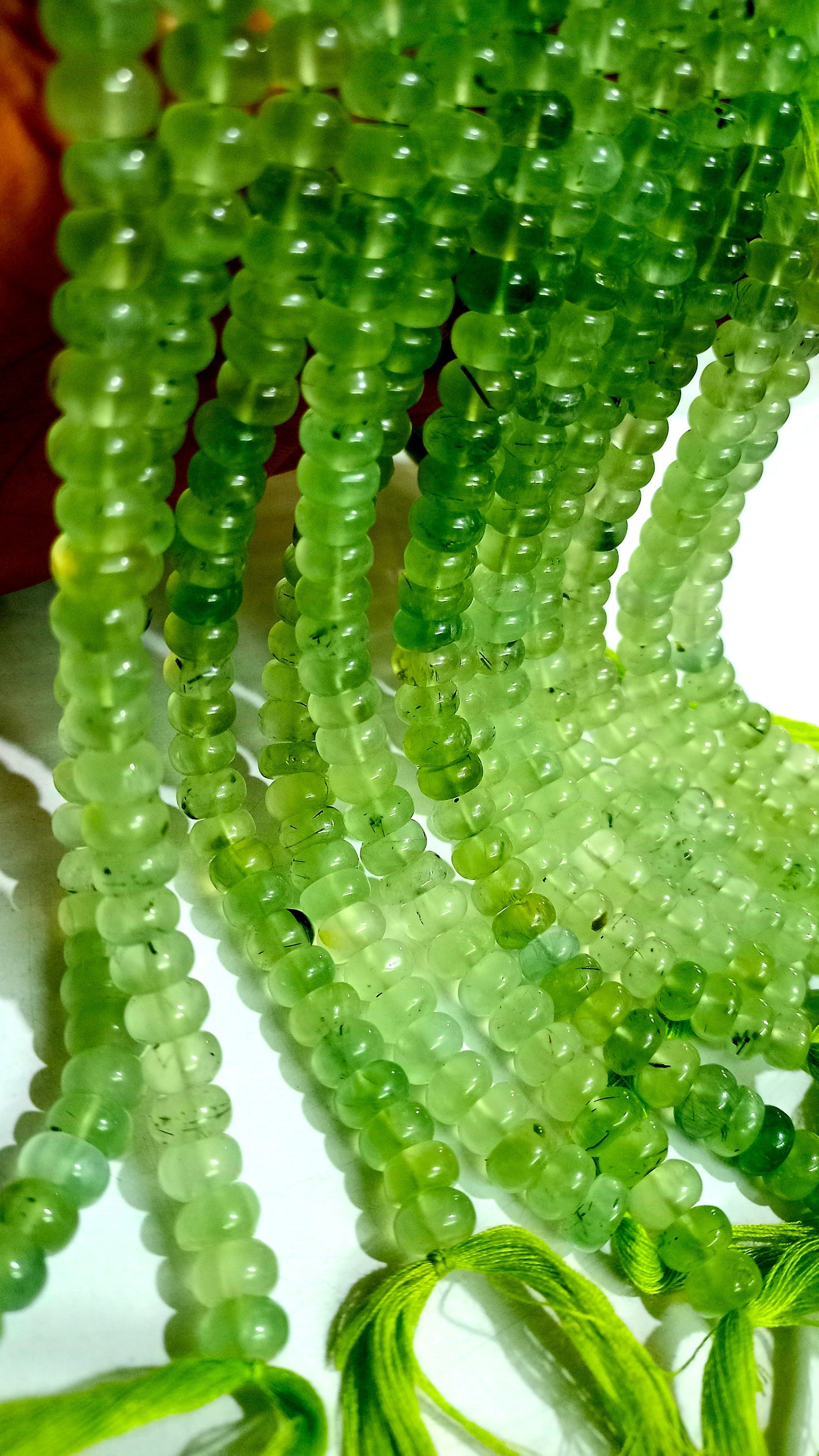 Natural Prehnite Gemstone Rondelle Plain Smooth 8mm Beads Sold per Strand 8 Inches long Great Quality Gemstone beads