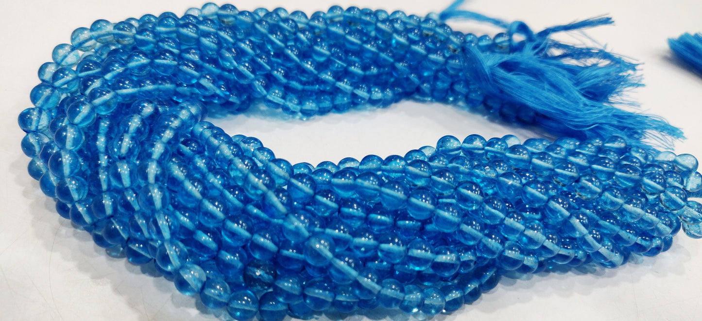 Natural Topaz Swiss Blue color Round Ball Shape Plain Smooth 6mm Beads Sold Per Strand 13 Inches Long Best Quality Beads