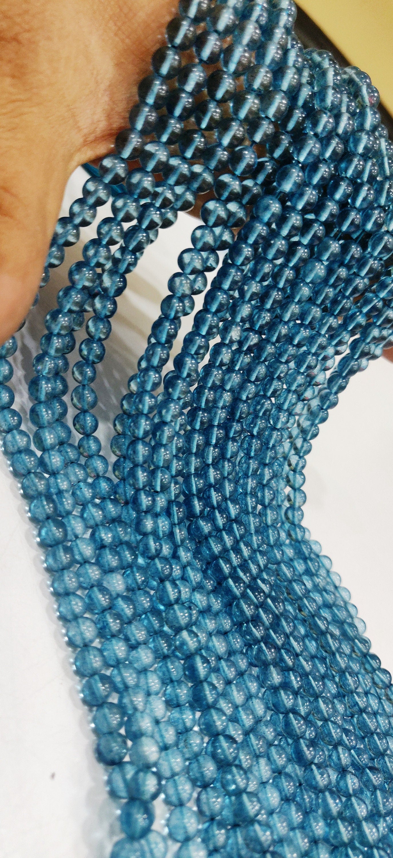 Natural Topaz London Blue Color Round Ball Shape Plain Smooth 6mm Beads Sold Per Strand 13 Inches Long Best Quality Beads