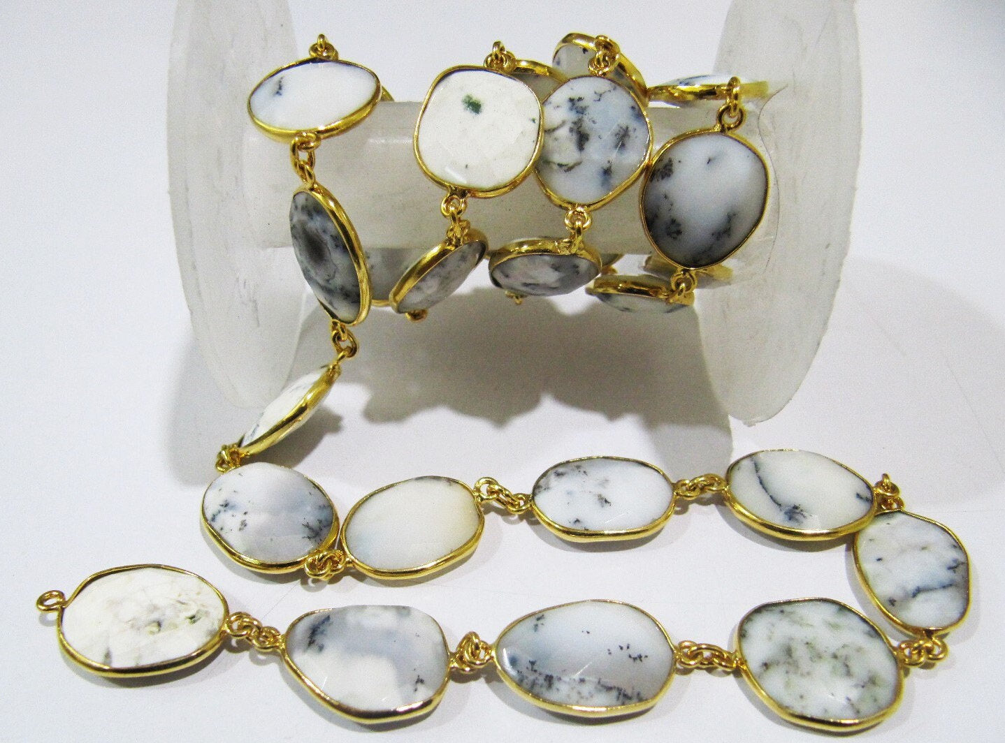 Natural Dendritic Opal Free Shape Briolette Bezel Connector Chain 13 to 16 mm Sold Per Foot High Quality Beads Wholesale prices