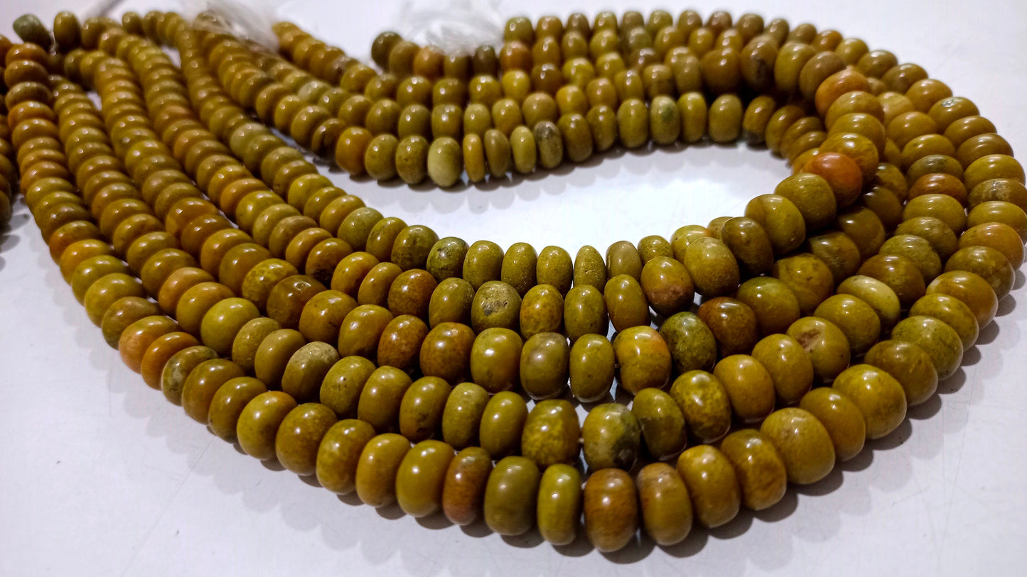 Natural Green Opal Gemstone Rondelle Plain Smooth 8mm Green Color Beads Strands 7 Inches Long Geart Quality Beads