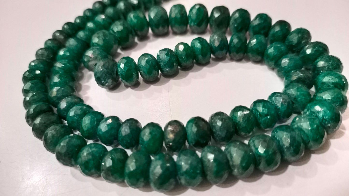 Natural Emerald Rondelle Faceted 7 to 10mm Beads Sold 10 Loose Beads Best Quality Beads For Jewellery Making