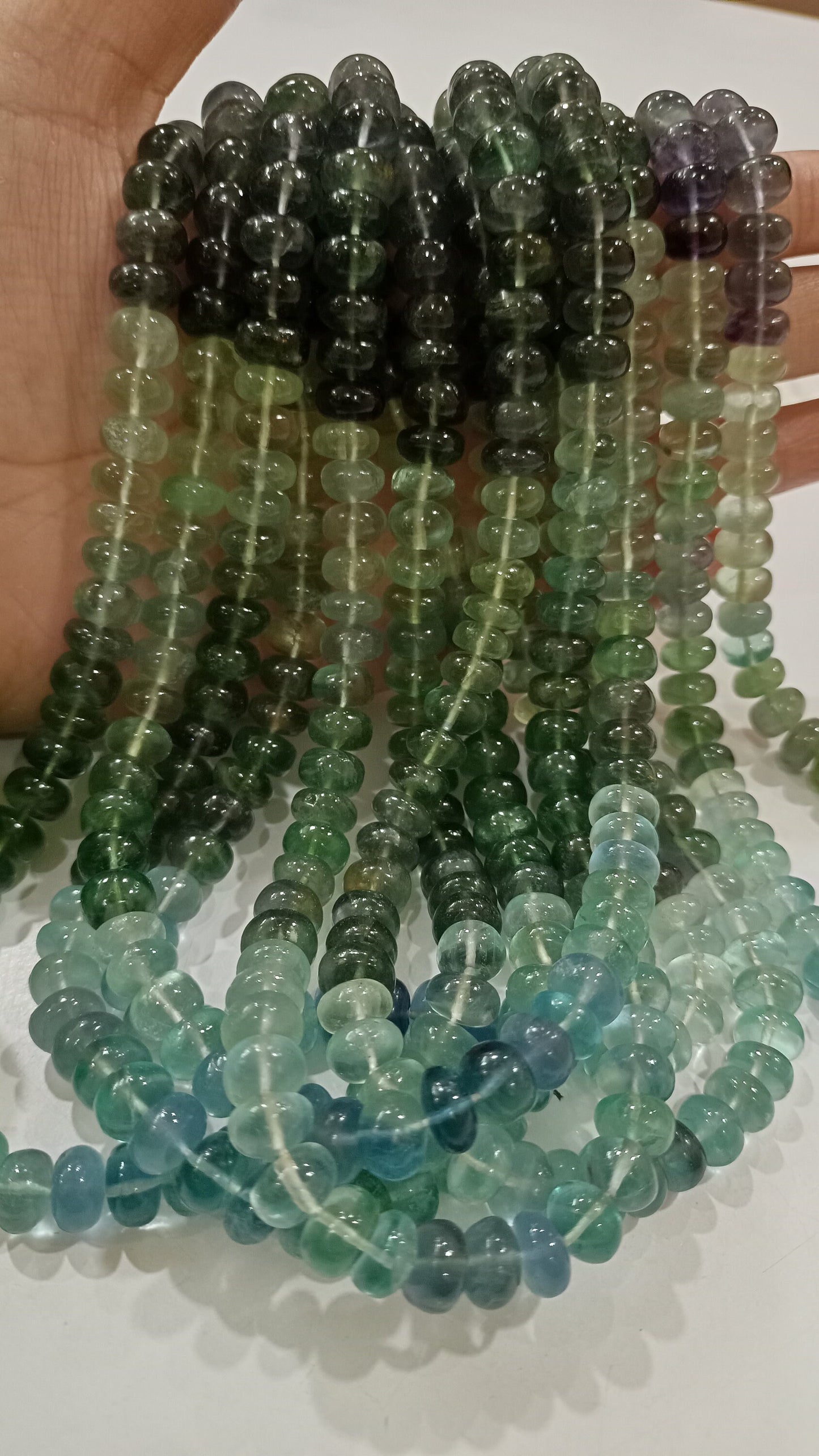 Natural Multi Fluorite Gemstone Rondelle Plain Smooth 8 mm Beads Sold Per Strand 8 Inches Long Great Quality Beads