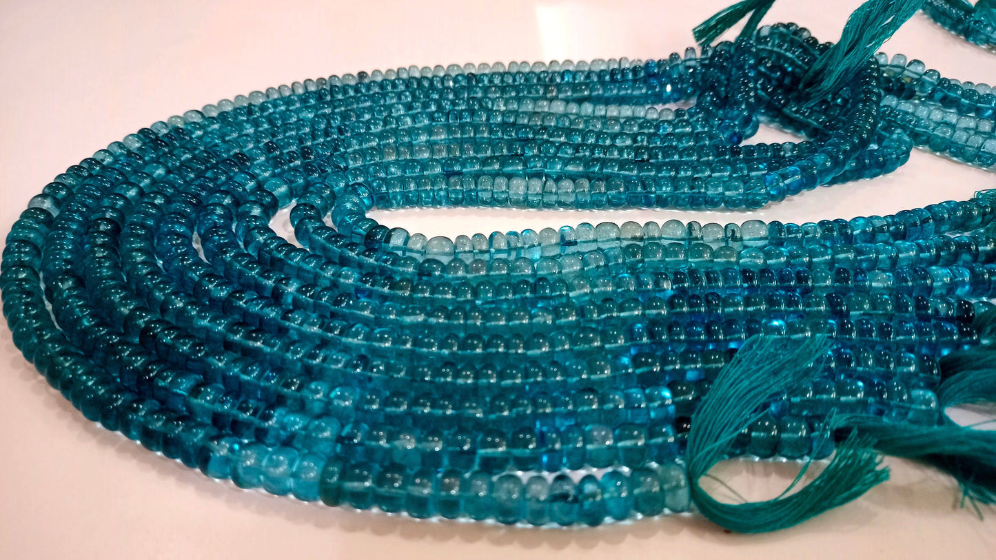 Topaz London Blue Color Rondelle Plain Smooth Gemstone Beads Sold Per Strand 8 Inches Long Great Quality Beads