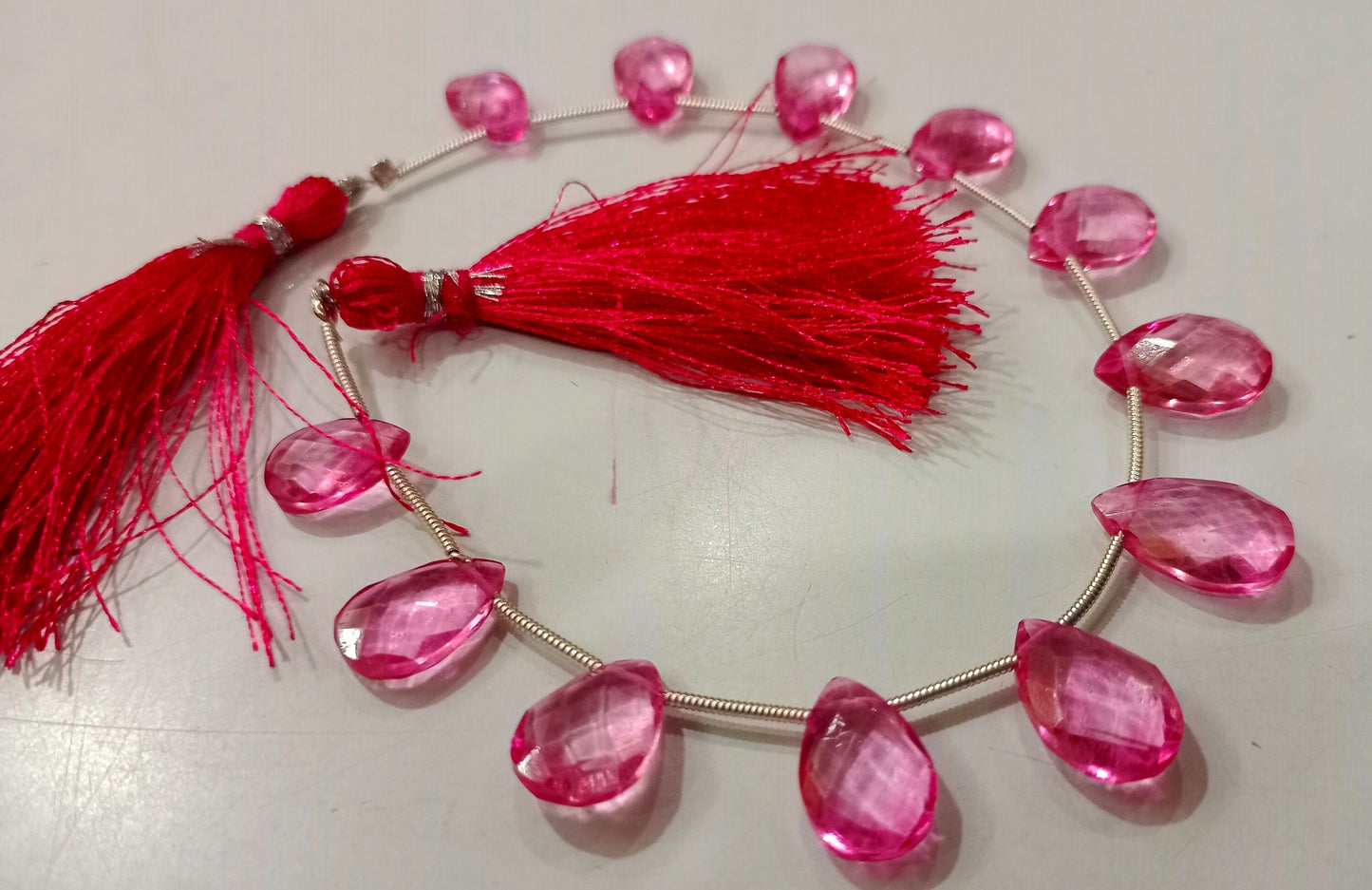 Natural London Pink Topaz Pear Shape Faceted 8x13 to 10x15mm Graduated Gemstone Beads Sold Per strand 8 inches Long Great Quality Beads