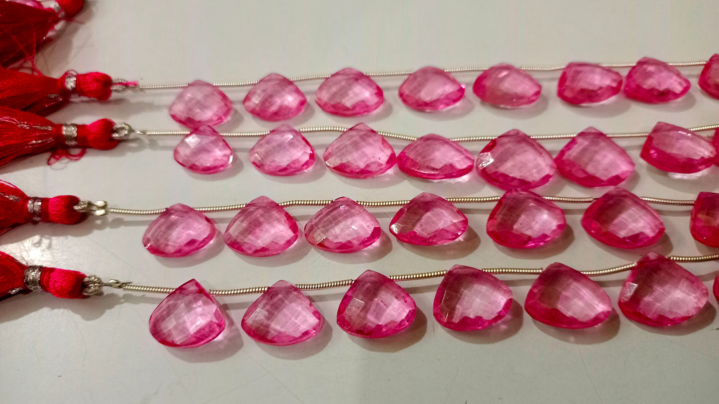 Natural Pink Topaz Heart Shape Faceted 13-15 mm Graduated Gemstone Beads Sold Per strand 8 inches Long Great Quality Beads