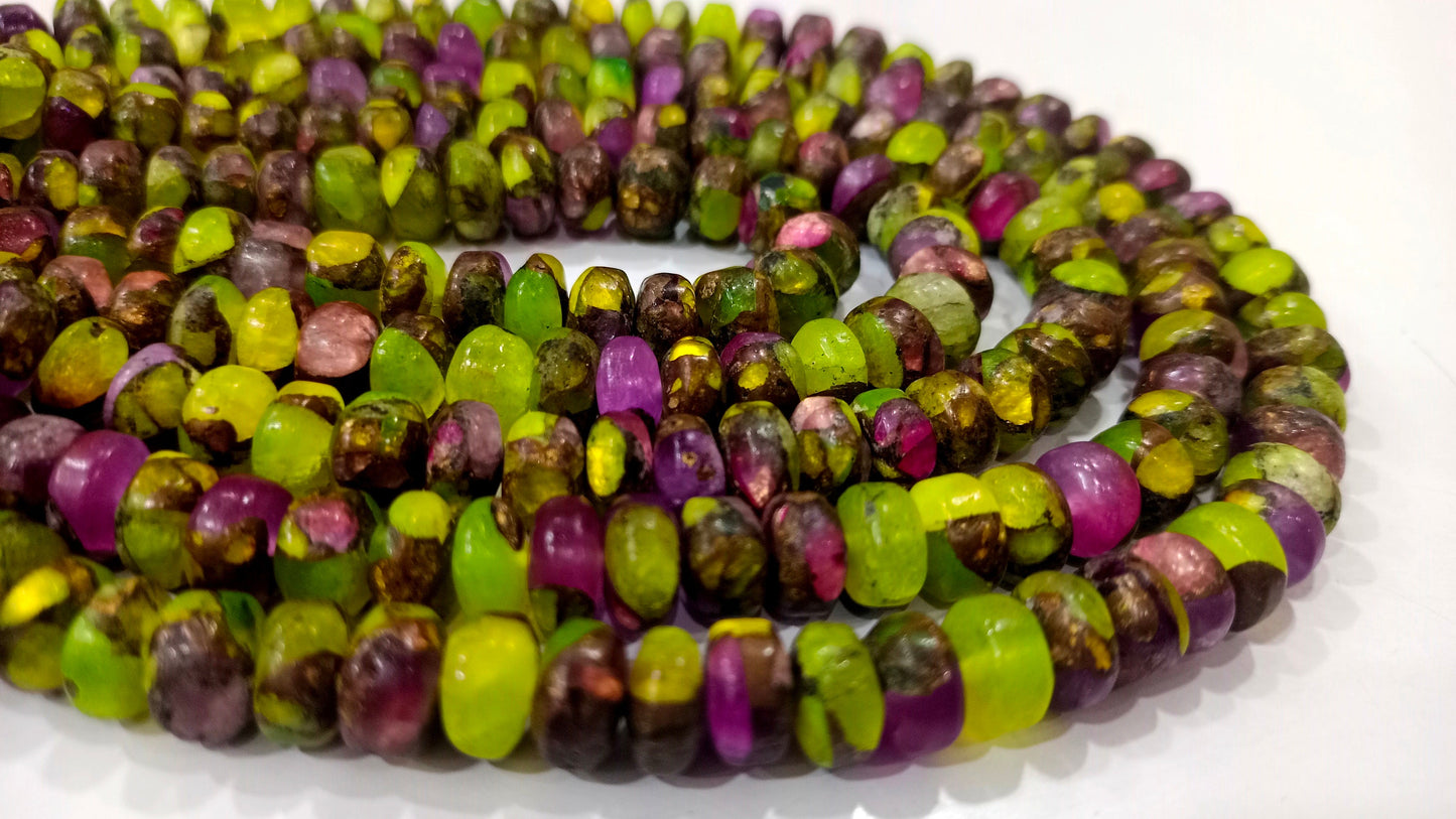 Natural Green Purple Opal Copper Turquoise Rondelle Plain Smooth Size 8mm Gemstone Beads Sold Per Strand 8 Inches Long Best Quality Beads