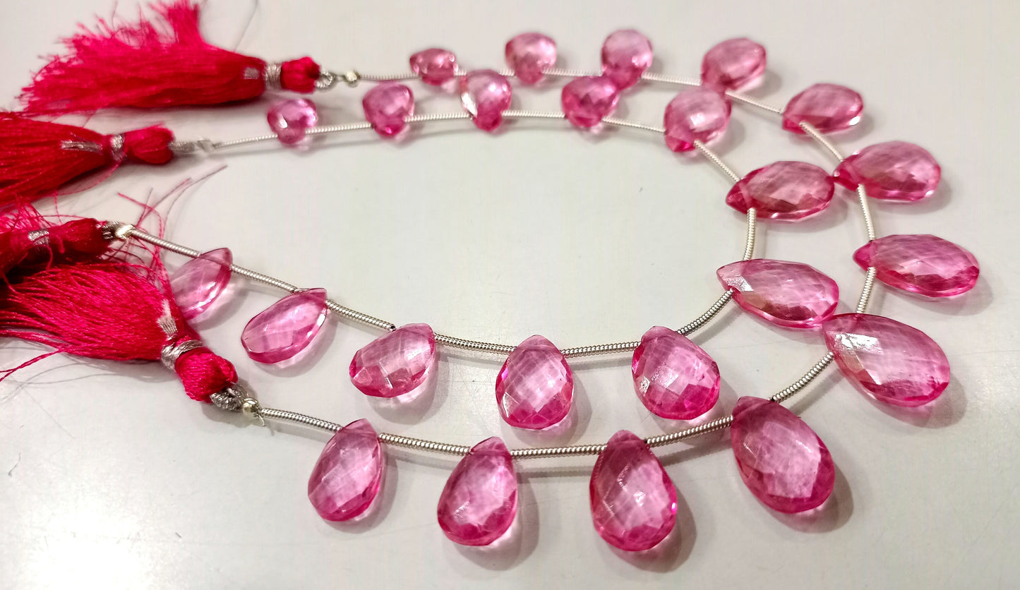 Natural London Pink Topaz Pear Shape Faceted 8x13 to 10x15mm Graduated Gemstone Beads Sold Per strand 8 inches Long Great Quality Beads