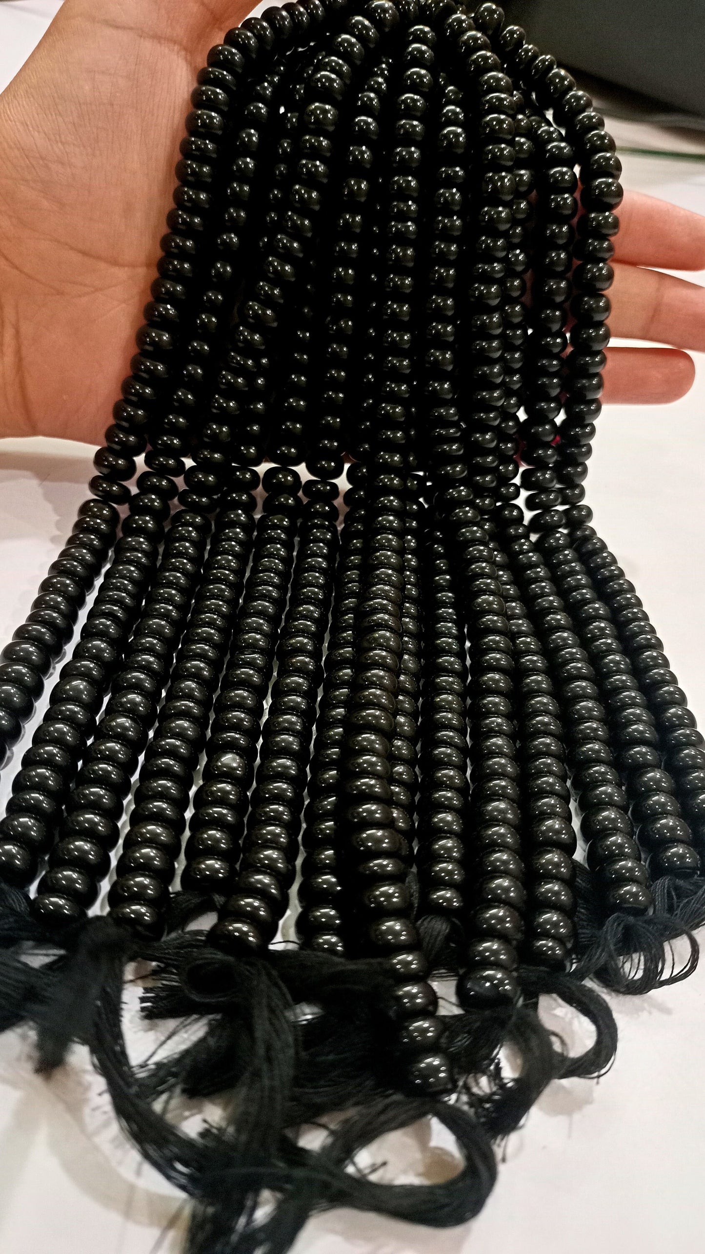 Natural Gemstone Black Spinel Rondelle Plain Smooth Beads Sold Per Strand 8 Inches Long Great Quality Beads Choose the size