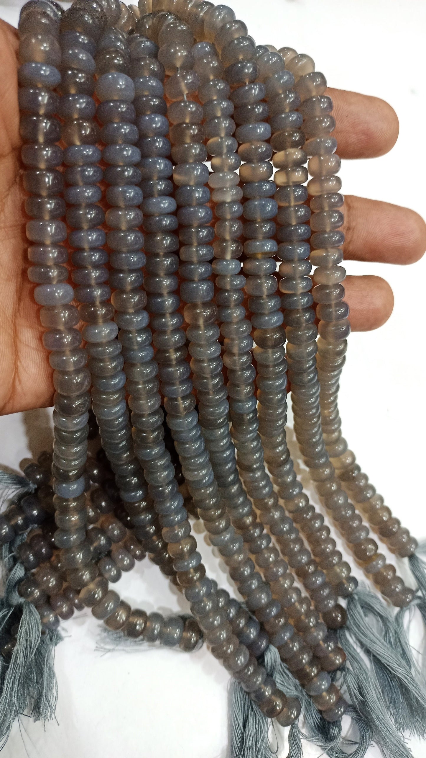 Natural Grey Chalcedony Rondelle Plain Smooth 8mm Gemstone Beads Sold Per Strand 8 Inches Long Great Quality Jewelry Making Beads