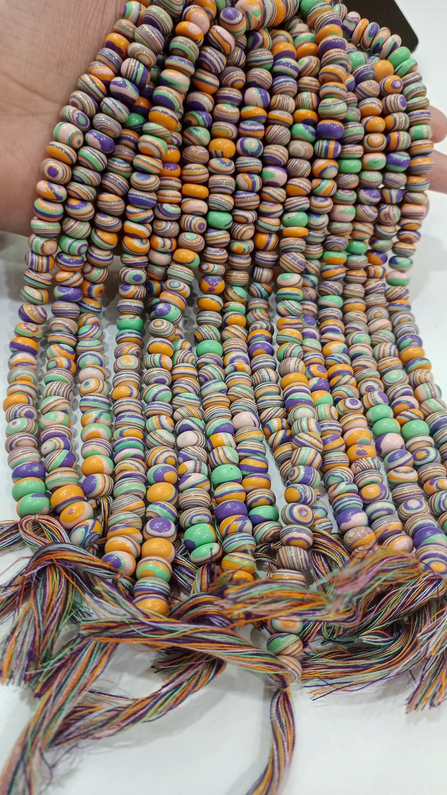 Fordite Agate Multi Color Gemstone Rondelle Plain Smooth 8mm Beads Sold per Strand 8 inches Long Necklace and bracelet Making Beads