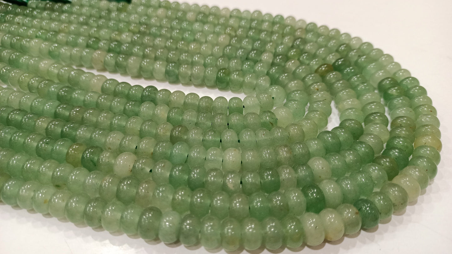 Natural Green Quartz Rondelle Plain Smooth 8mm Gemstone Beads Sold per Strand 8 inches Long Great Quality Jewelry Making Beads