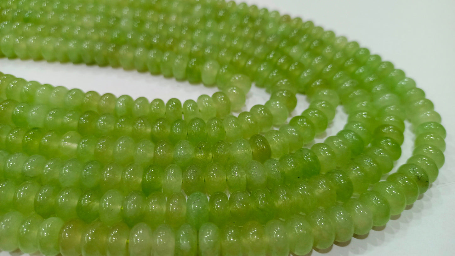 Natural Prehnite Quartz Rondelle Plain Smooth 8mm Gemstone Beads Sold per Strand 8 inches Long Great Quality Jewelry Making Beads