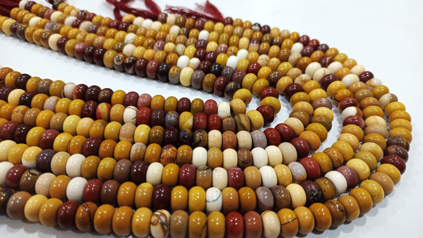 Natural Mookaite Stone Rondelle Plain Smooth 8mm Gemstone Beads Sold Per Strand 8 Inches Long Great Quality Beads