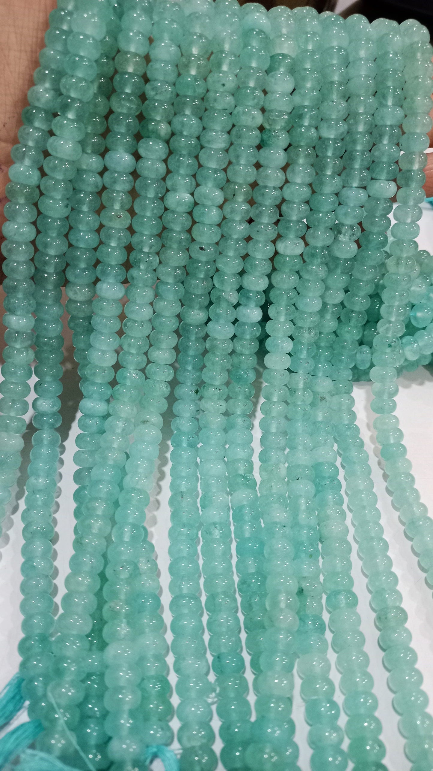 Natural Aqua Chalcedony Rondelle Plain Smooth 8mm Gemstone Beads Sold Per Strand 8 Inches Long Great Quality Beads