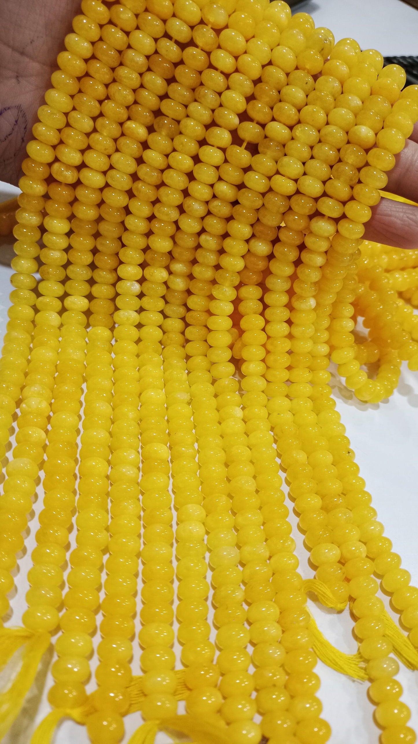 Natural Yellow Quartz Rondelle Plain Smooth 8mm Gemstone Beads Sold Per Strand 8 Inches Long Great Quality Beads