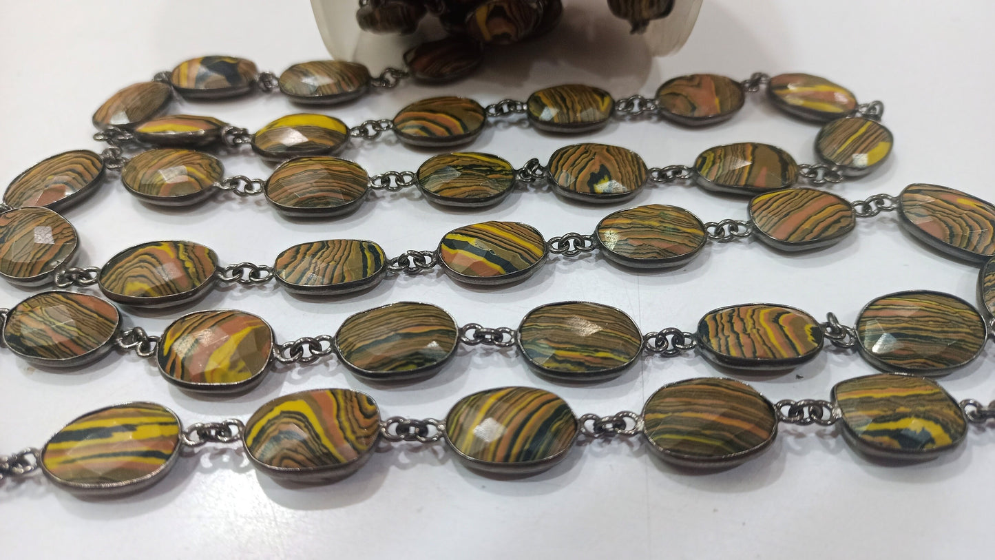 Fordite Quartz Free Shape Briolette 10 to 15mm Bezel Connector Gemstone Chain Sold Per Foot Great Quality Chain