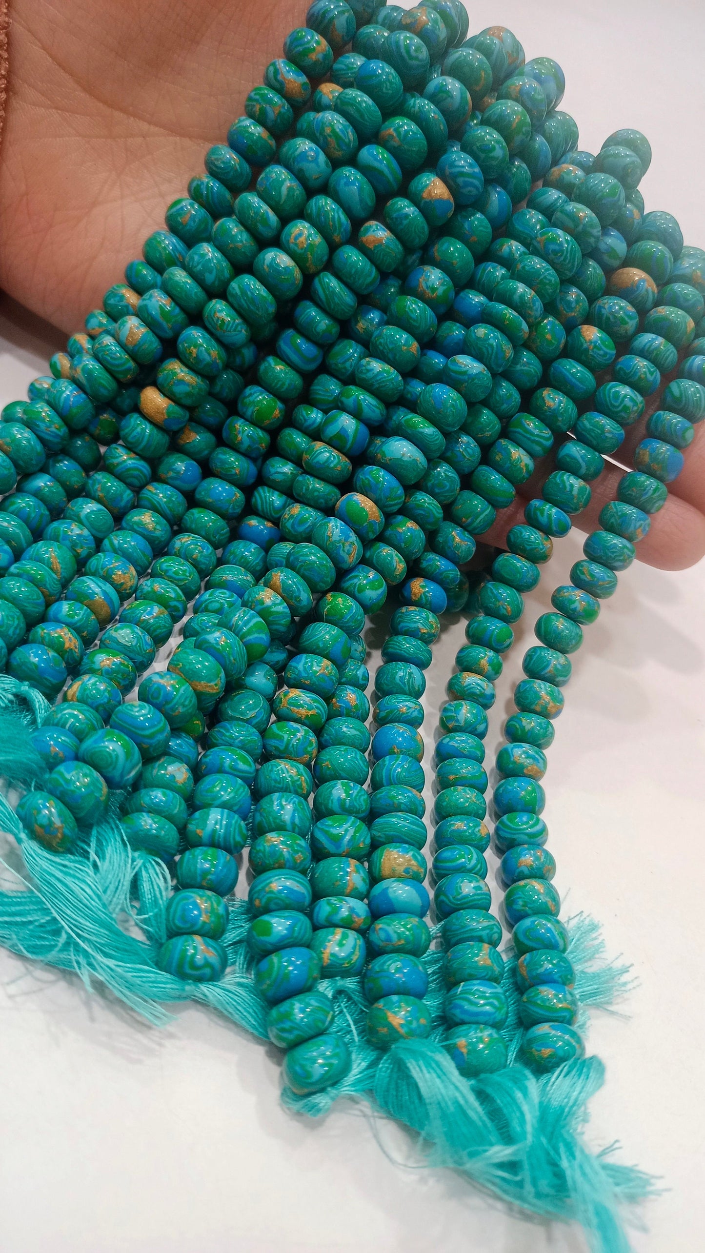 Fordite Agate Multi Color Gemstone Rondelle Plain Smooth Beads Sold per Strand 8 inches Long Necklace and bracelet Making Beads choose size