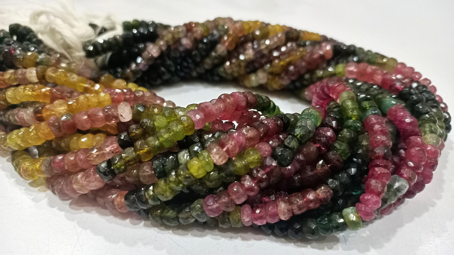 Natural Multi Tourmaline Rondelle Faceted Beads Sold per Strand 7Inches Long Watermelon Tourmaline Beads Wholesale Price