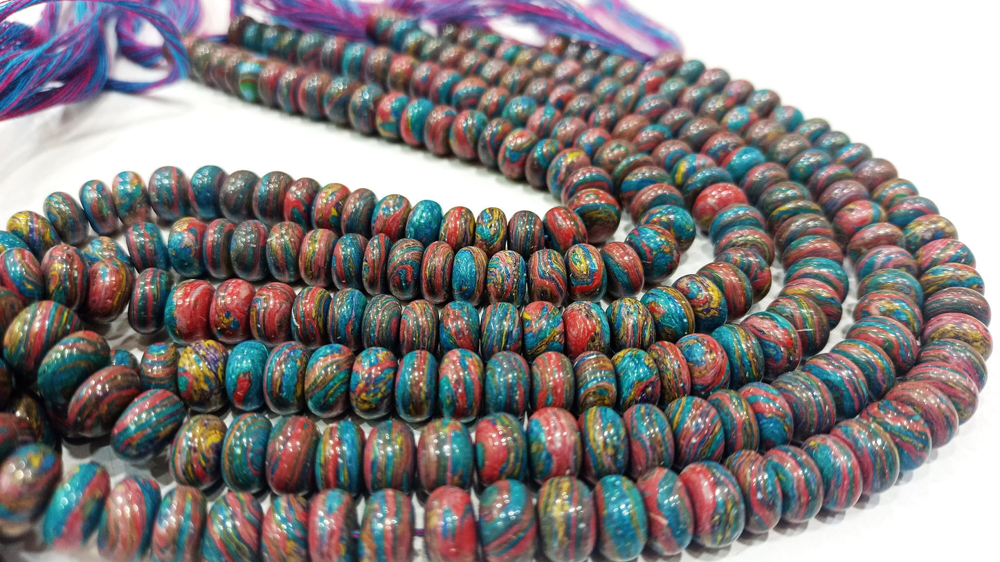 Natural Fordite Plain Smooth Rondelle 8mm Beads Strand 8 Inches Long Beads Jewelry Making Gemstone Beads, Wholesale rate
