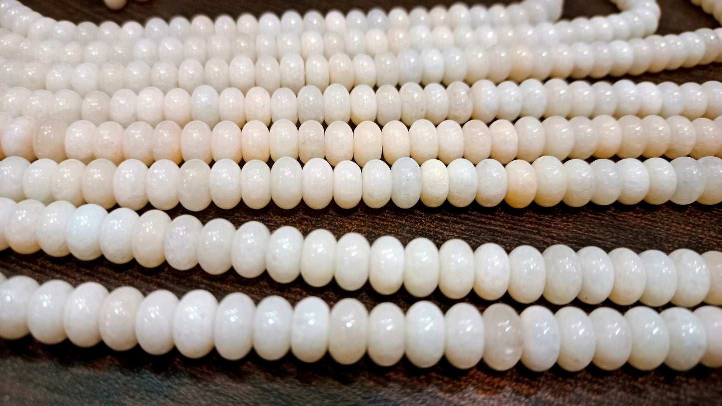Natural Cream chalcedony Rondelle Plain Smooth 8mm Beads sold Per Strand 8 Inches Long Great Quality Beads