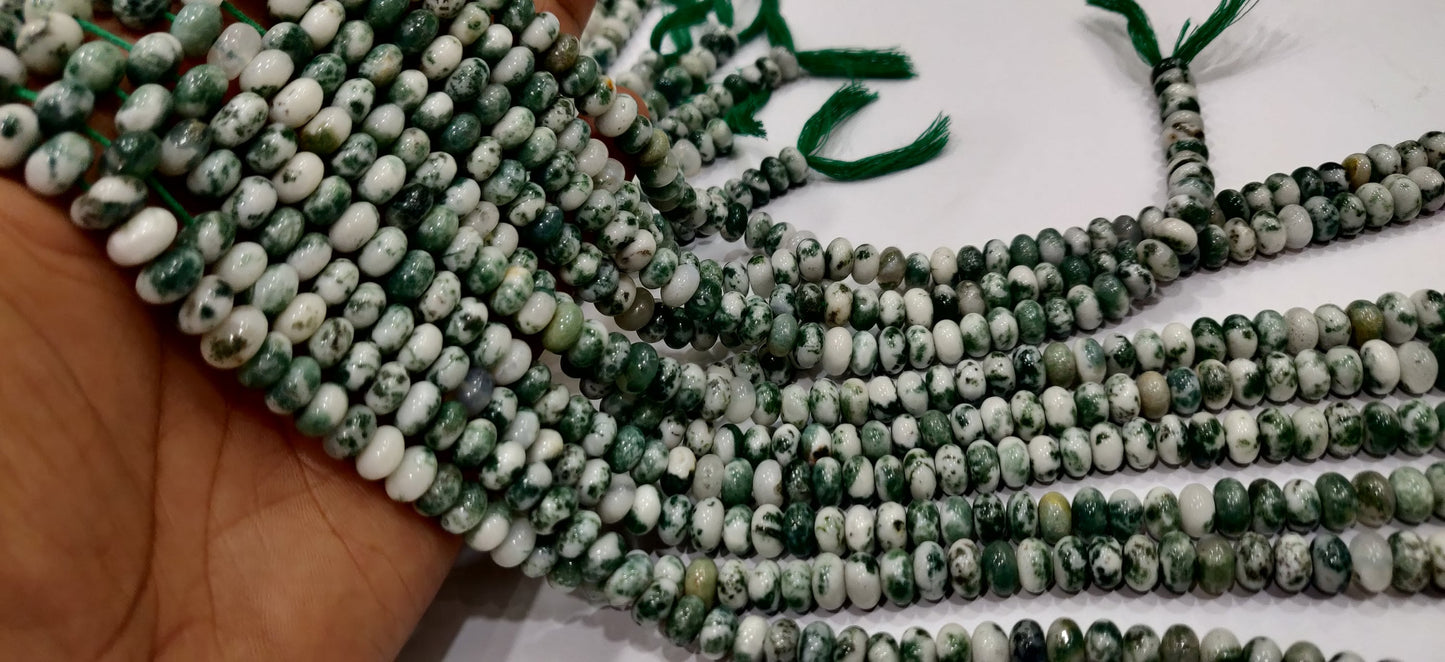 Natural Tree Agate Rondelle Plain Smooth 8mm Gemstone Beads Sold Per Strand 8 Inches Long Jewelry Making Beads