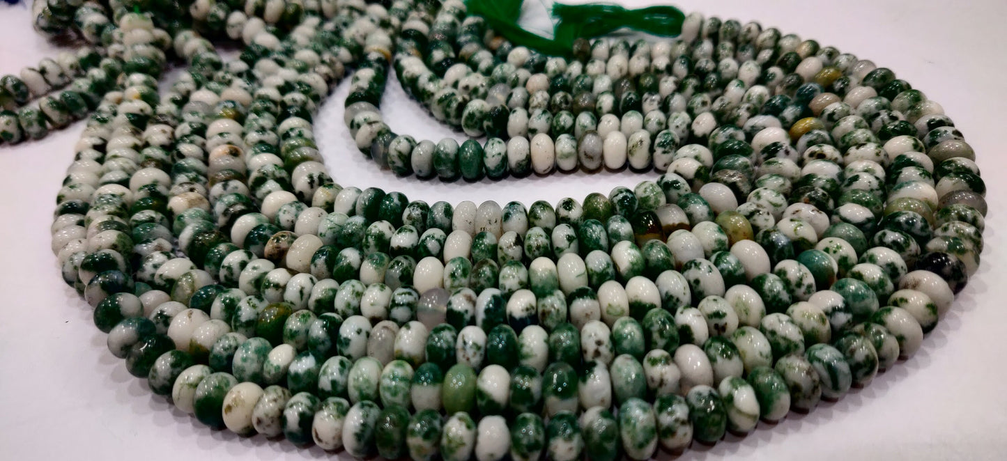 Natural Tree Agate Rondelle Plain Smooth 8mm Gemstone Beads Sold Per Strand 8 Inches Long Jewelry Making Beads